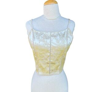 VTG 90s Y2K Victoria's Secret Cropped Bustier Style Camisole Top Champagne Med